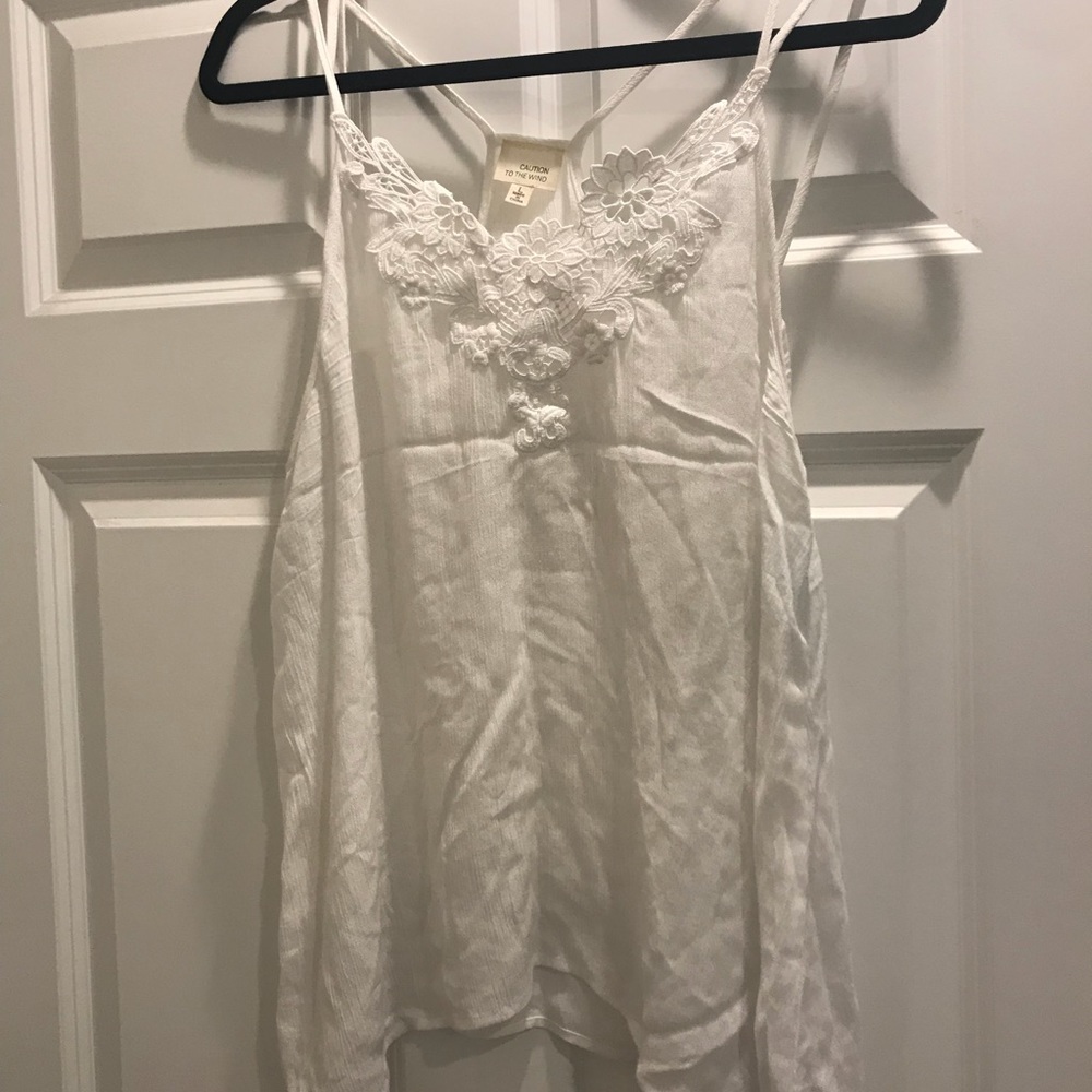 Boho white lace tank